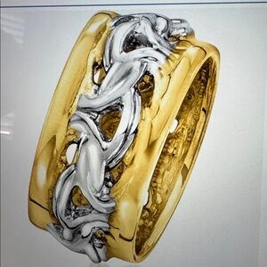 Ross-Simons Italian 2- Tone Sterling Silver Byzantine Ring - Size 6